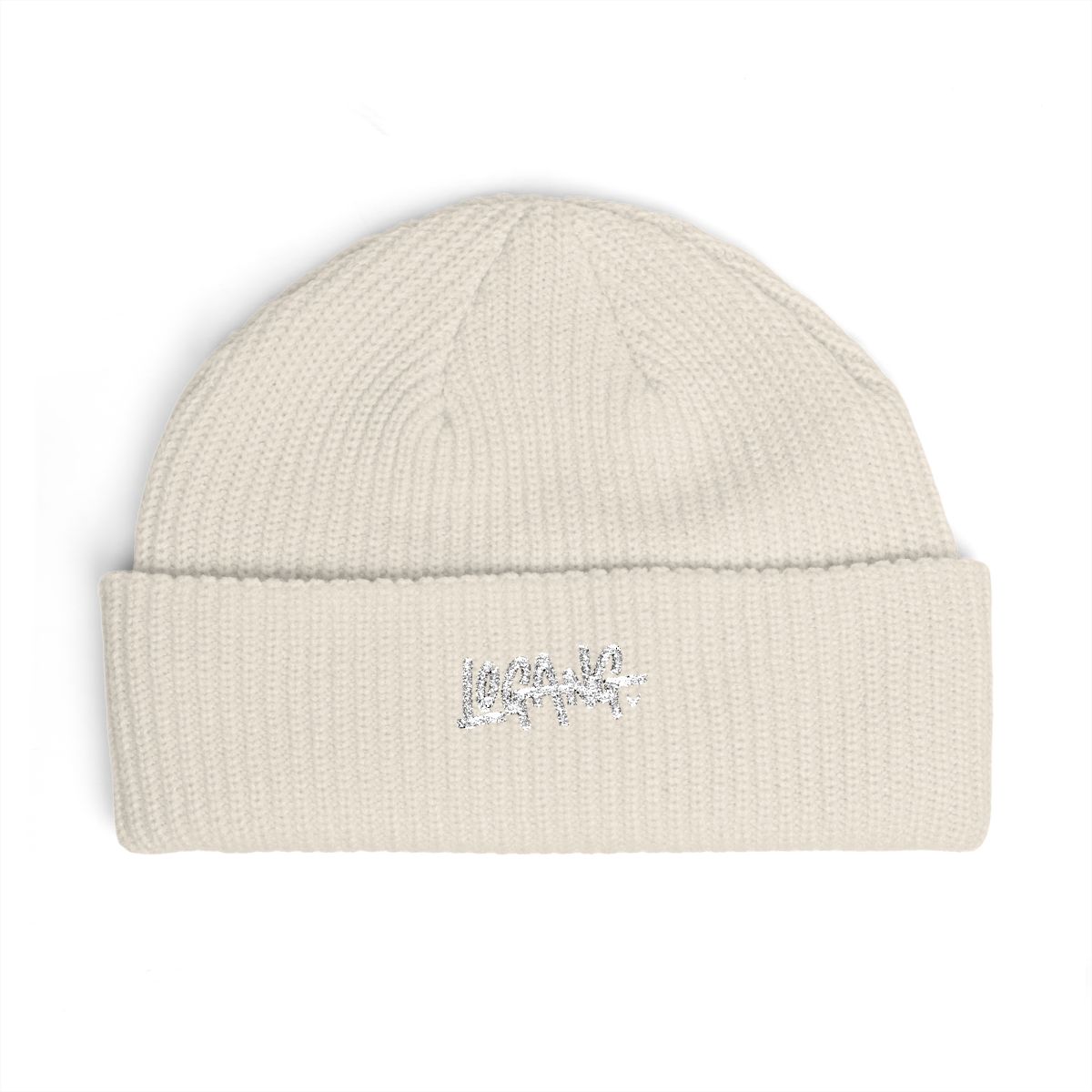 A pink beanie with the word "LOGANG" in white lettering on the front - alternate angle 2, merchandise