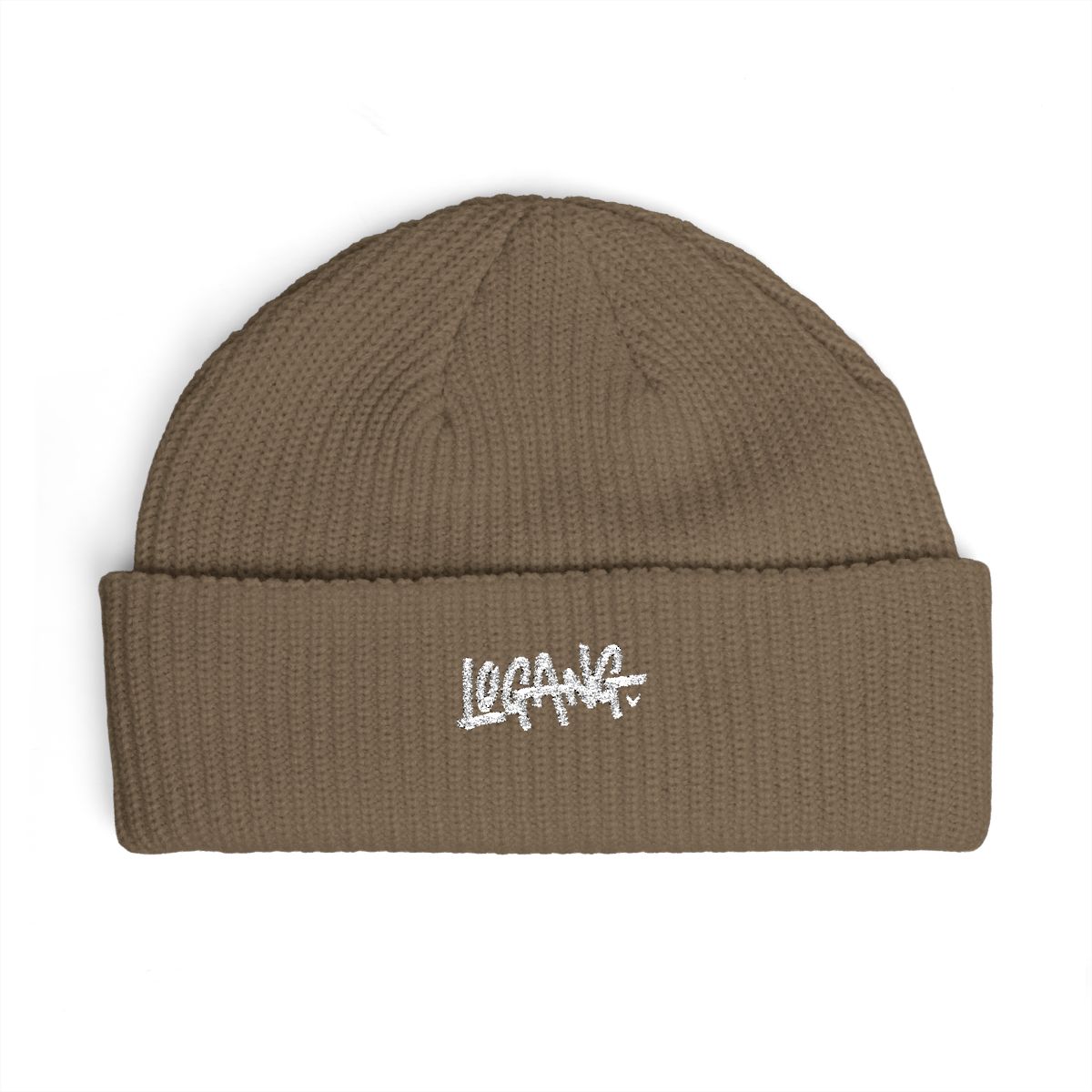 A pink beanie with the word "LOGANG" in white lettering on the front - alternate angle 4, merchandise